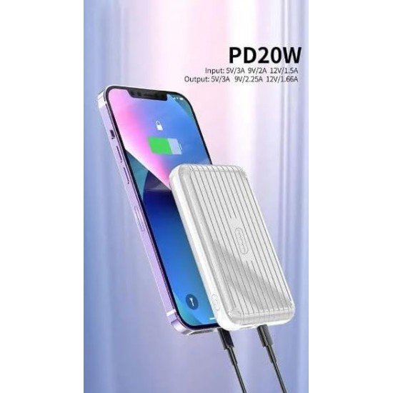 Второ изображение наБезж. магнитно зарядно PD20W USB-C+1изх.USB 10,000MAH - Silver