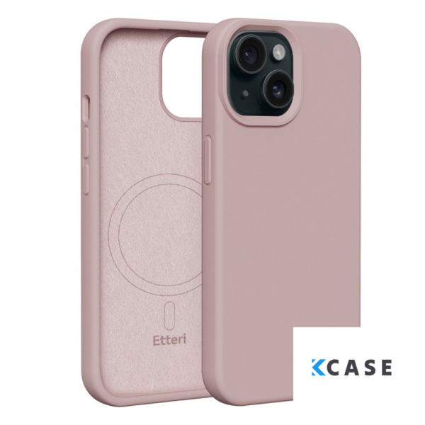 IPhone 15 кейс Etteri Silicone с MagSafe /светло розово/