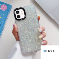 iPhone 11 Glitter епоксиден удароустойчив калъф за телефон /бял/