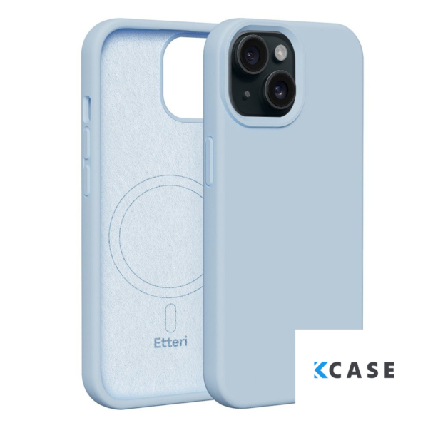 IPhone 15 кейс Etteri Silicone с MagSafe /светло син/