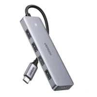4-in-1 adapter UGREEN CM219 USB-C HUB / 4xUSB-A 3.0 + USB-C 16cm (gray)