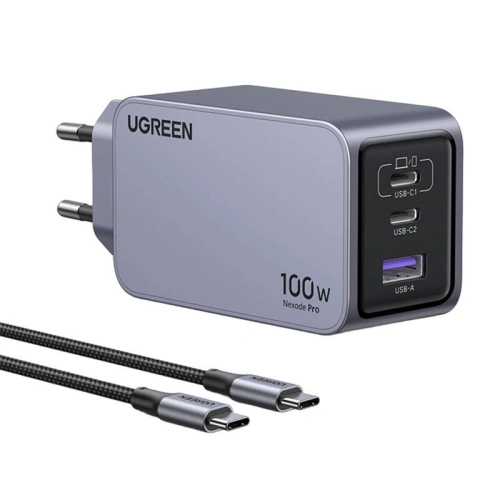 UGREEN Nexode Pro GaN зарядно 100W (USB-A + 2×USB-C)