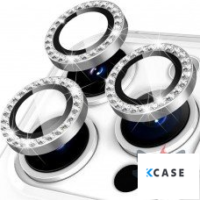 Apple iPhone 14 Pro Metal Camera Lens Протектор за камера High Quality /сребристи с камъни/