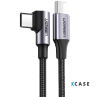 UGREEN US255 кабел USB-C към USB-C под ъгъл, 60W, 3A, 3м /сив/