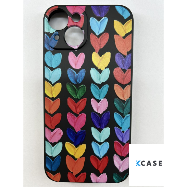 Калъф силикон Art Black Сърца за iPhone 14 6.1 / Черен /