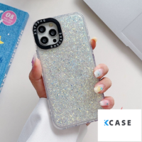 iPhone 15 Pro Glitter епоксиден удароустойчив калъф за телефон /бял/
