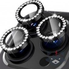 Apple iPhone 14 Pro Max Metal Camera Lens Протектор за камера High Quality /черни с камъни/