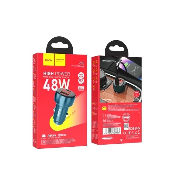 Авто зарядно HOCO Z50 USB A + Type C PD QC3.0 3A 48W