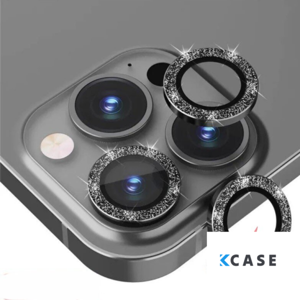 Apple iPhone 15Pro Metal Camera Lens Протектор за камера High Quality /черни с камъни/
