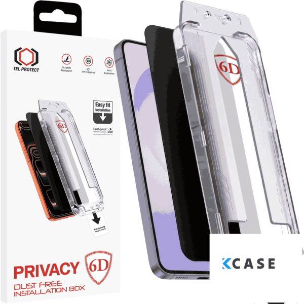 iPhone 17 Pro Стъклен протектор Tel Protect Dust-Free Easy Fit Privacy Full Glue 6D /затъмнен/
