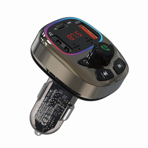 PZX FM трансмитер T7S с бързо зареждане и USB-C PD – 45W, 12V/24V