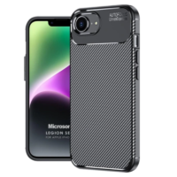 iPhone 16e Силиконов гръб Plaid CARBON /черен/