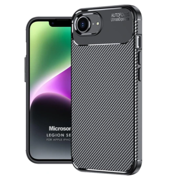iPhone 16e Силиконов гръб Plaid CARBON /черен/