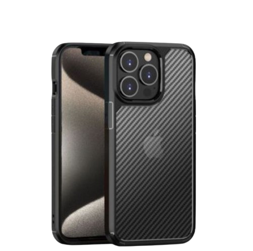 iPhone 14 Pro Силиконов Кейс Business Carbon /черен с прозрачен гръб/