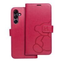 Samsung A16 5G кожен тефтер MEZZO с мече /магента/