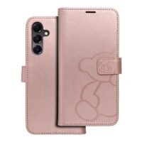 Samsung A56 5G кожен тефтер MEZZO с мече /розово злато/