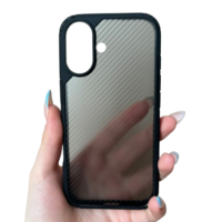 iPhone 16 Силиконов Кейс Business Carbon /черен с прозрачен гръб/