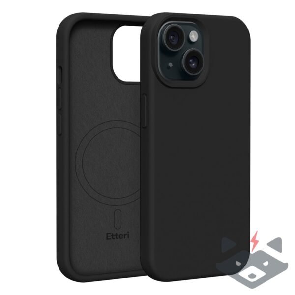 IPhone 15 кейс Etteri Silicone с MagSafe /черен/