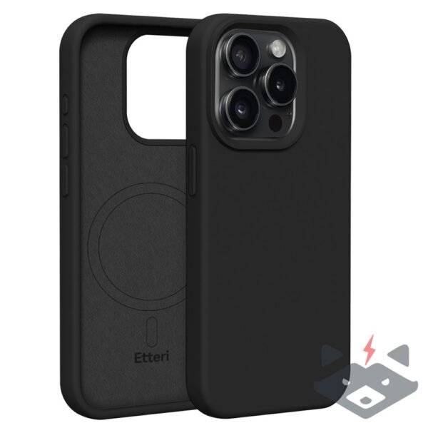 IPhone 15 Pro кейс Etteri Silicone с MagSafe /черен/