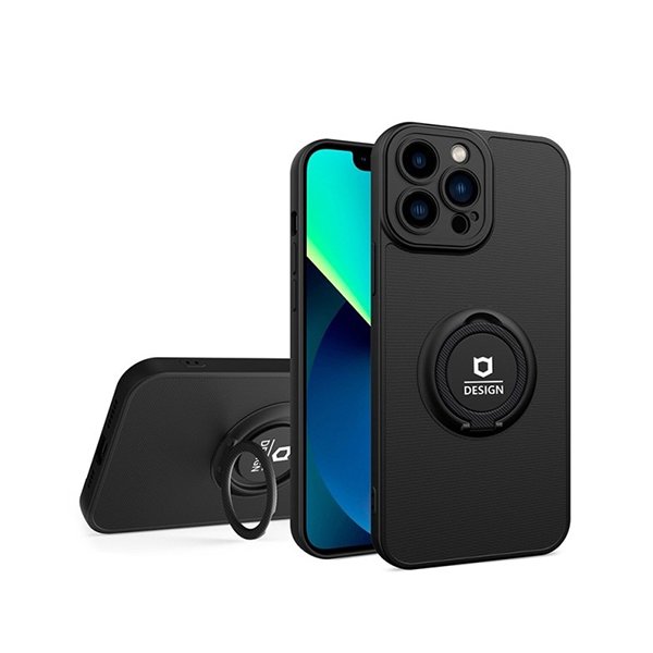 Apple iPhone 12 Pro Калъф Silicone Magnet Ring /черен/