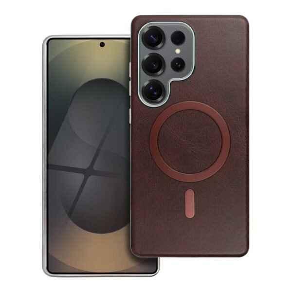 Samsung S25 Ultra Калъф GENTLEMAN MAG COVER, съвместим с MagSafe /кафяв/