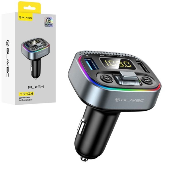 Blavec FM Трансмитер Flash TR-04 MP3, Bluetooth – 2xUSB + Type C – QC3.0 18W PD 30W (TFMFTR04-B) черен