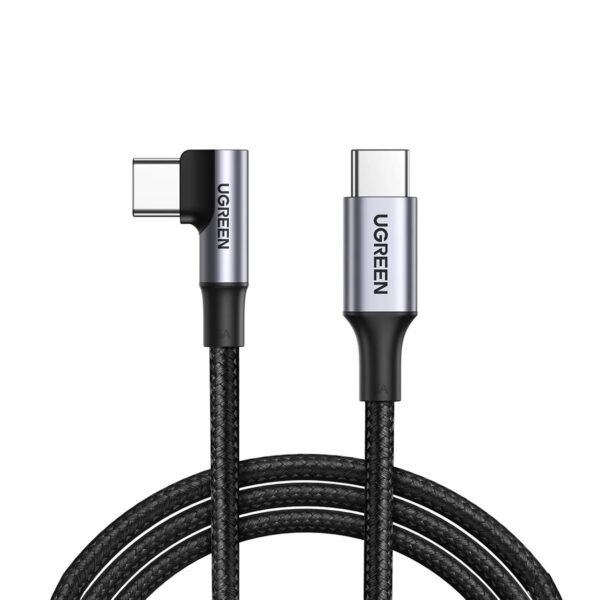 UGREEN кабел USB-C към USB-C под ъгъл, 100W, PD Fast Charging 90 Degree, 1м /черен/