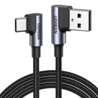 UGREEN кабел A-C, 1m, 3A, Angled – US176 / 20856 /сив/