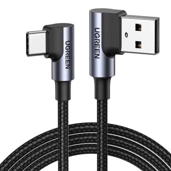 UGREEN кабел A-C, 1m, 3A, Angled – US176 / 20856 /сив/