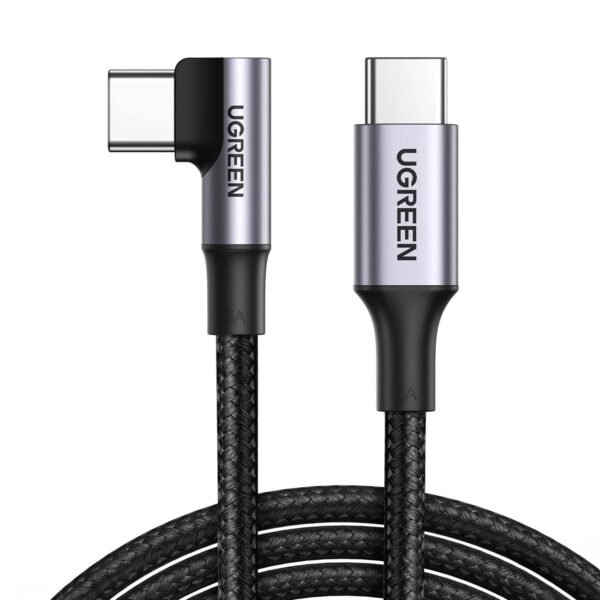 UGREEN кабел USB-C към USB-C под ъгъл, 100W, 2м, Right angled /сив/