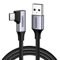 UGREEN кабел A-C, 1m, 3A, Angled – US385 / 20299 /сив/
