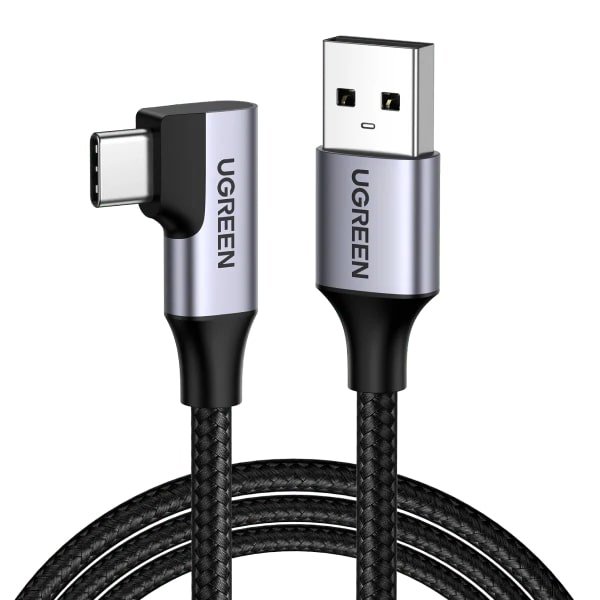 UGREEN кабел A-C, 1m, 3A, Angled – US385 / 20299 /сив/