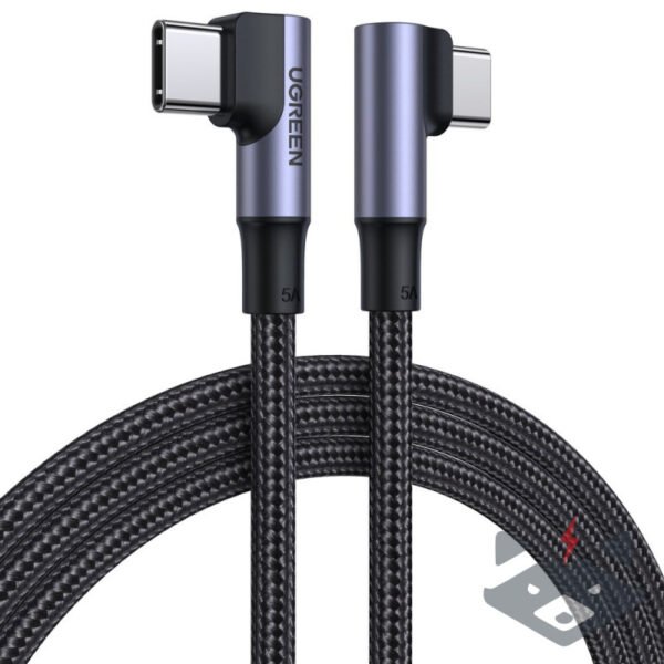 UGREEN US335 Ъглов кабел за бързо зареждане USB-C към USB-C,100W, 5A, 1 м /черен/